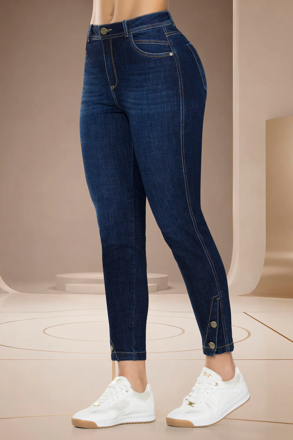 Jean Mom Tiro Alto Azul Oscuro – CABO VERDE