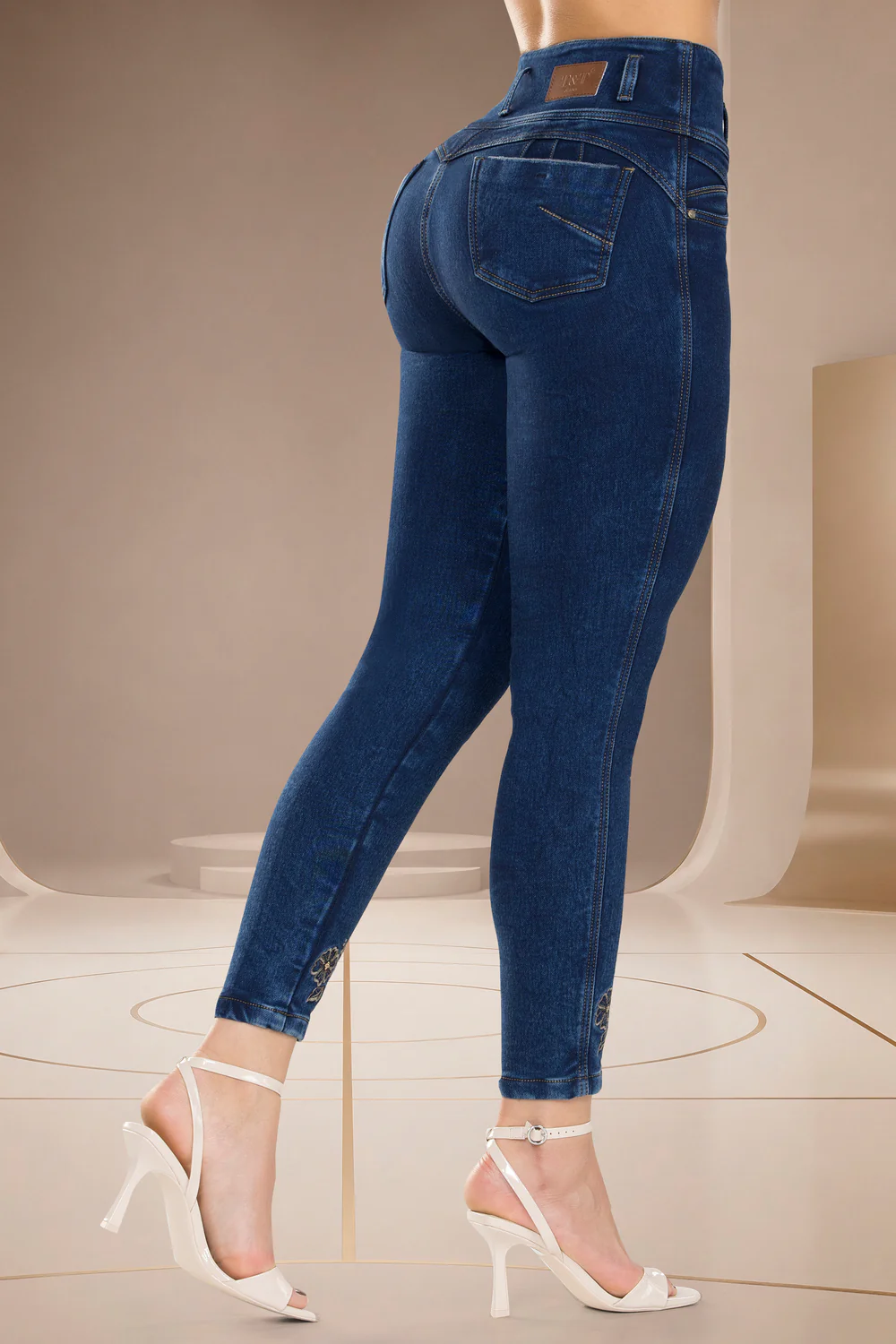 Jogger Skinny Tiro Alto Azul Oscuro – CANADÁ