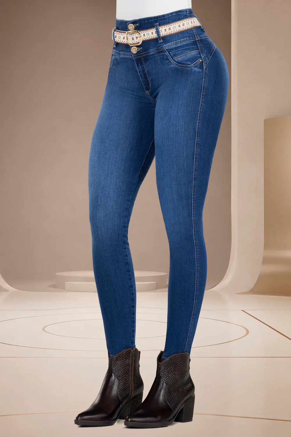 Jean Skinny Tiro Alto Azul Medio – SENEGAL