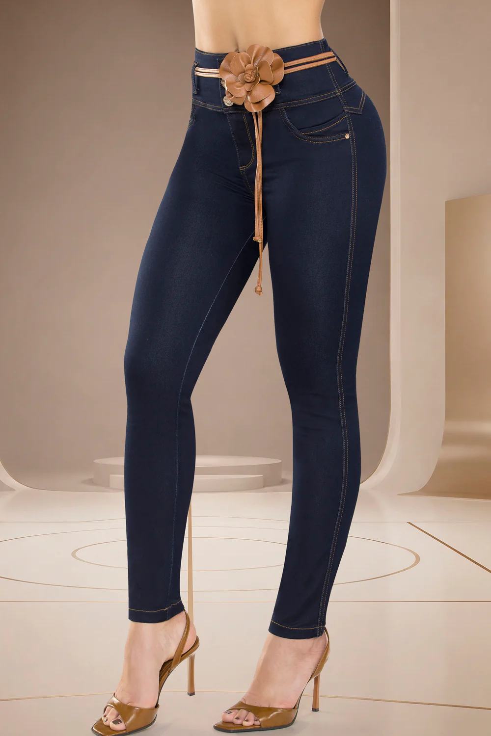 Jean Skinny Tiro Alto Azul Oscuro – SUIZA